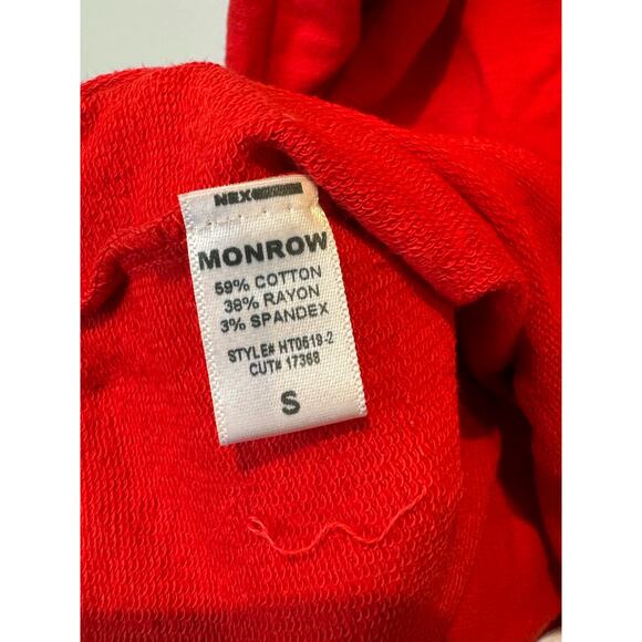 Soulcycle X Monrow Crew Neck Pullover Sweatshirt Lace Up Back Red Women S - Picture 6 of 7